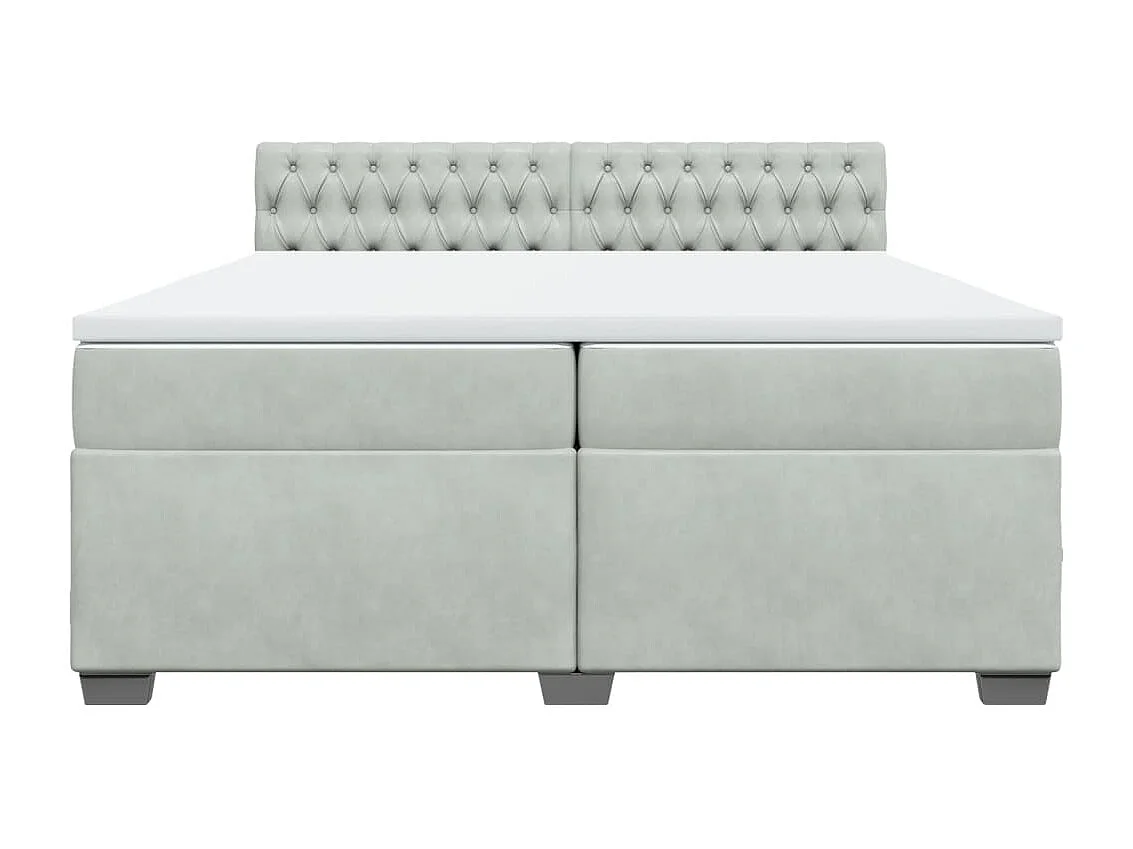 Sommier à lattes de lit et matelas Gris clair 200x200cm Velours