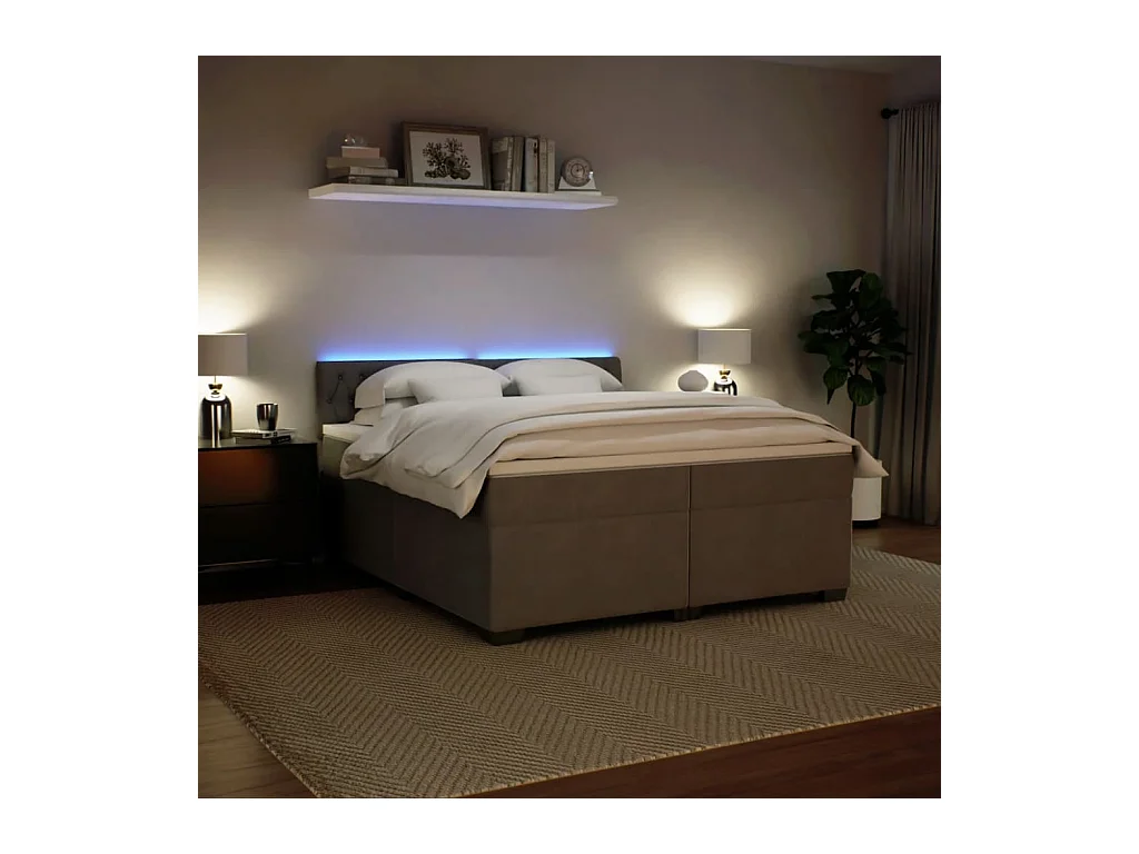 Sommier à lattes de lit et matelas Gris clair 200x200cm Velours