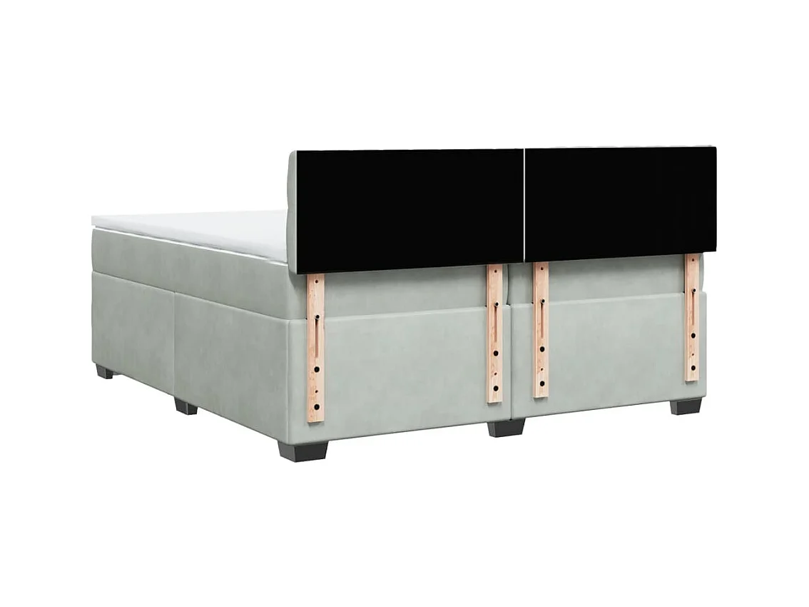 Sommier à lattes de lit et matelas Gris clair 200x200cm Velours