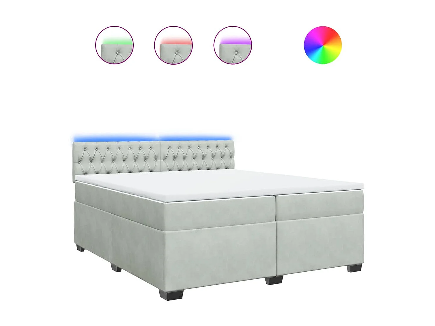 Sommier à lattes de lit et matelas Gris clair 200x200cm Velours