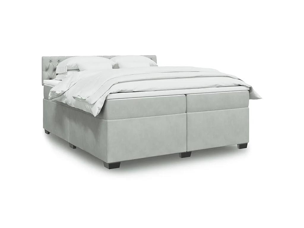Giroletto a Molle con Materasso Grigio Chiaro 200x200cm Velluto