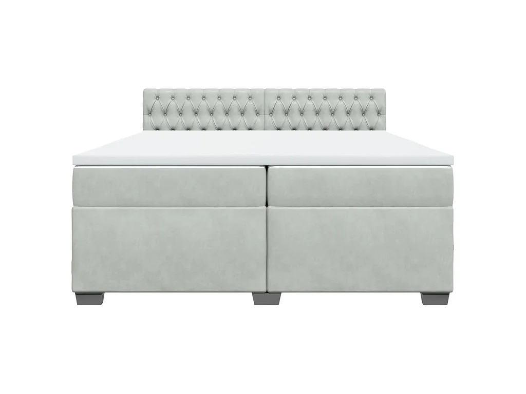 Giroletto a Molle con Materasso Grigio Chiaro 200x200cm Velluto