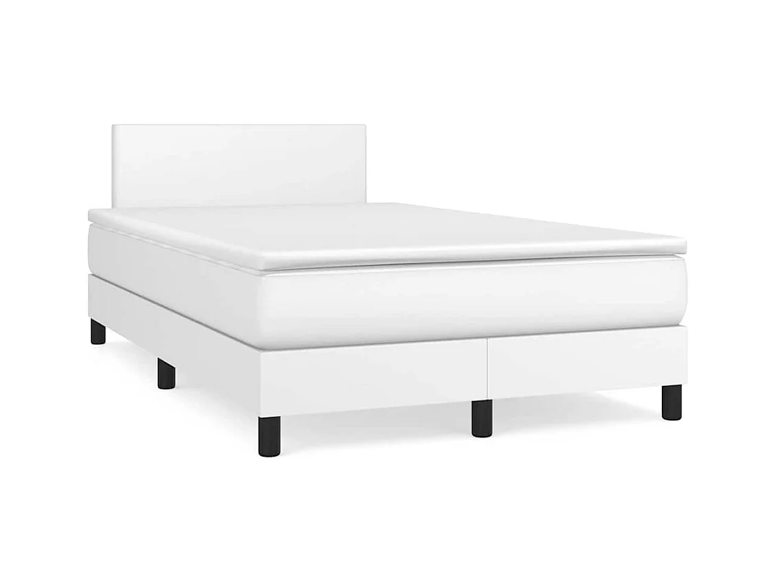 Sommier à lattes de lit matelas LED blanc 120x190 cm similicuir