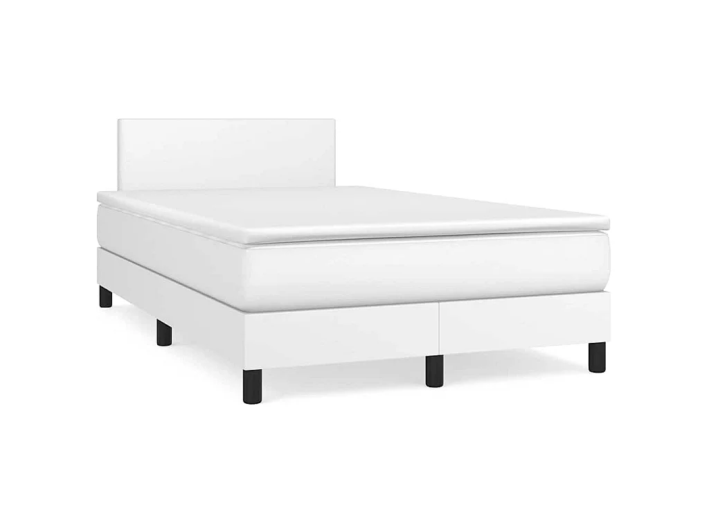 Boxspring met matras en LED kunstleer wit 120x190 cm