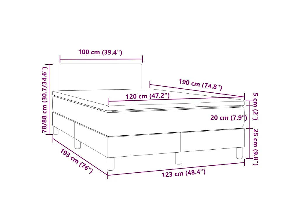 Boxspring met matras en LED kunstleer wit 120x190 cm