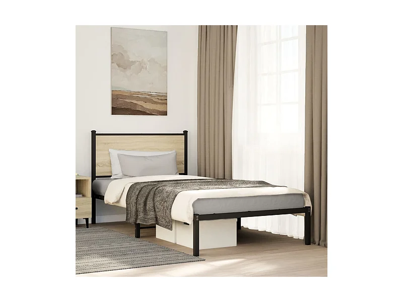 Bedframe zonder matras metaal sonoma eikenkleurig 100x190 cm