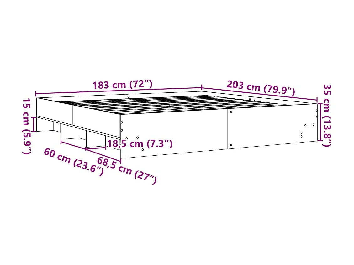 Bedframe zonder matras hout gerookt eikenkleurig 180x200 cm