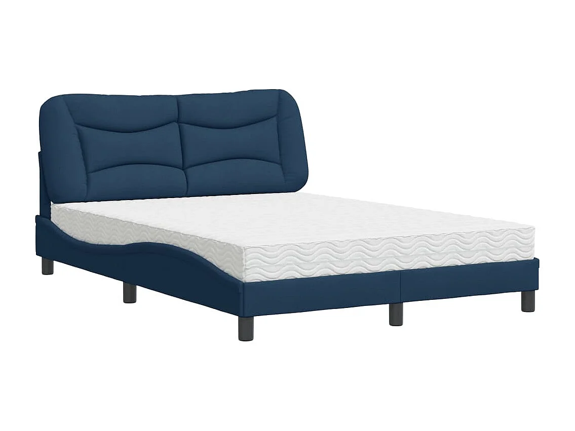 Lit avec matelas Hvar bleu 140x190 cm tissu