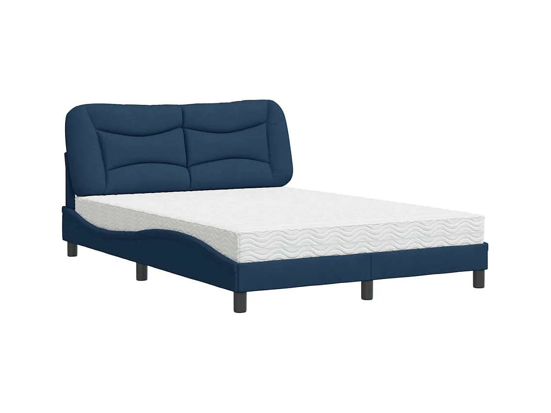 Letto con Materasso Blu 140x190 cm in Tessuto