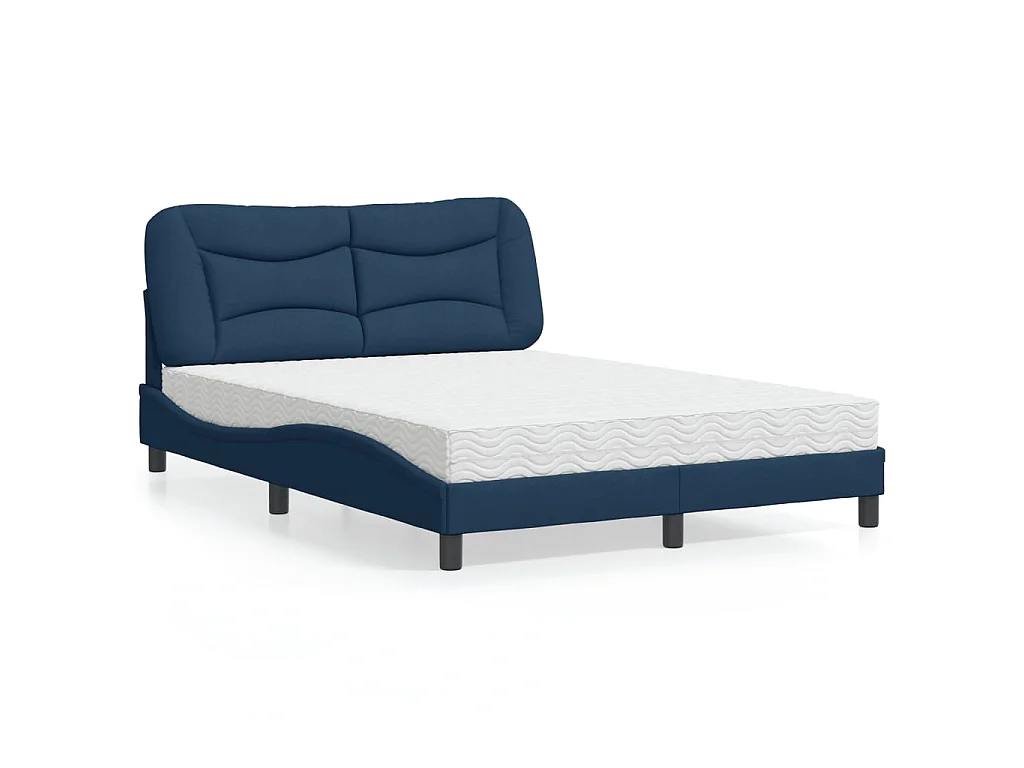 Bett mit Matratze "Hvar" Blau 140x190 cm Stoff