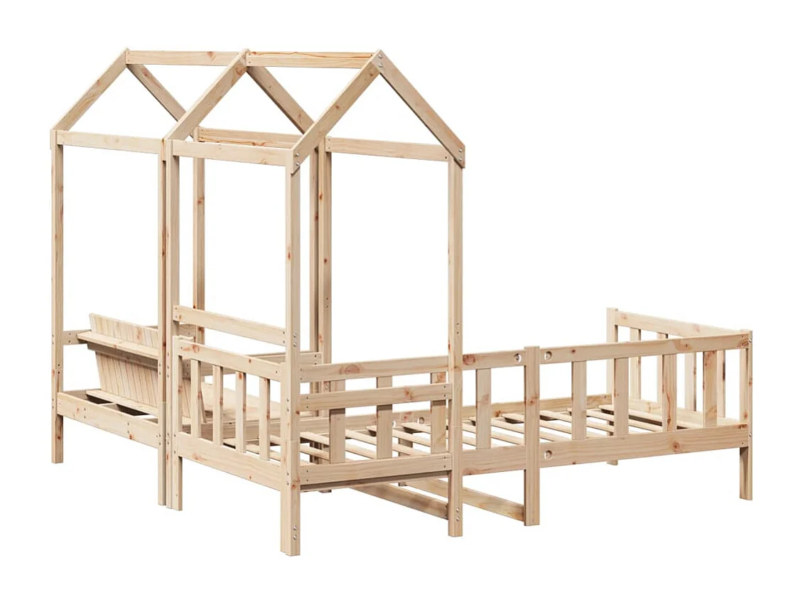 Set Dormeuse e Panca con Tetto 90x200cm Legno Massello di Pino