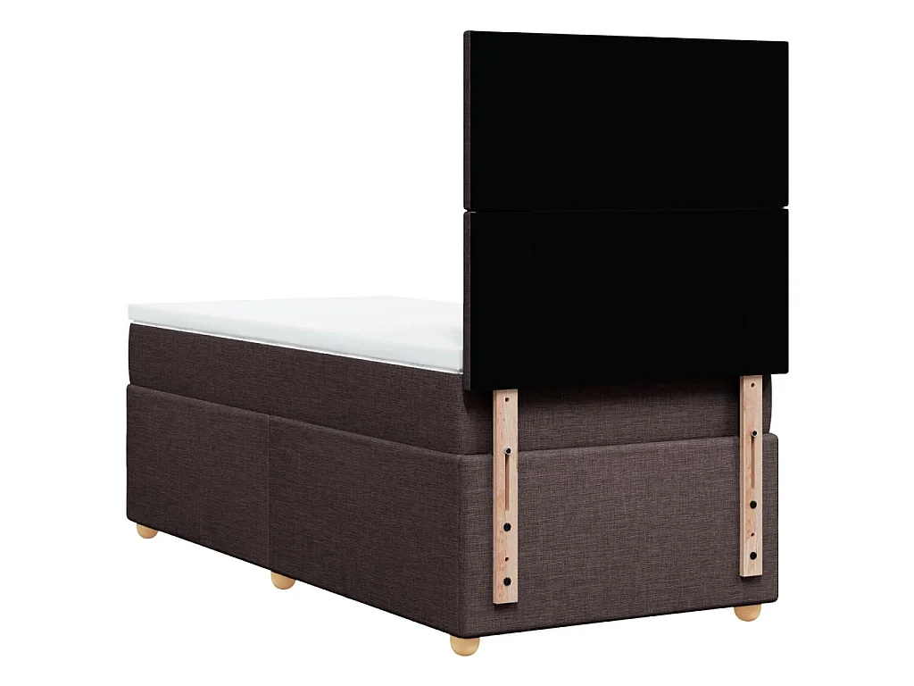 Cama box spring con colchón tela marrón oscuro 80x200 cm