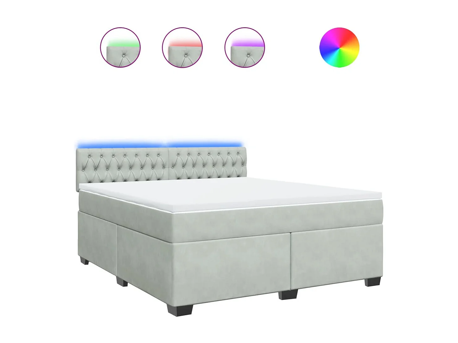 Boxspringbett mit Matratze Hellgrau 180x200 cm Samt