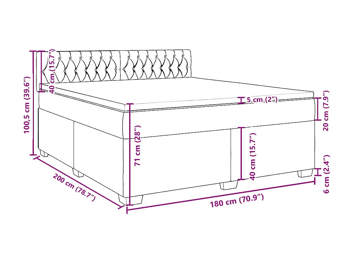 Boxspringbett mit Matratze Hellgrau 180x200 cm Samt