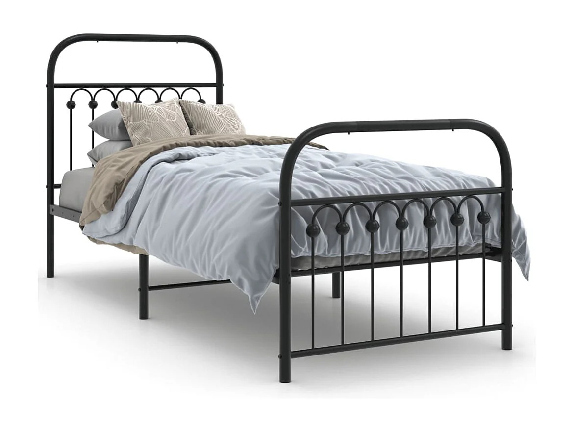 Estructura cama sin colchón con estribo metal negro 75x190 cm