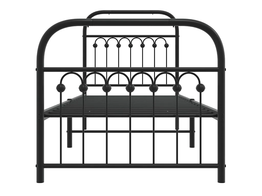 Bedframe met hoofd- en voeteneinde metaal zwart 75x190 cm