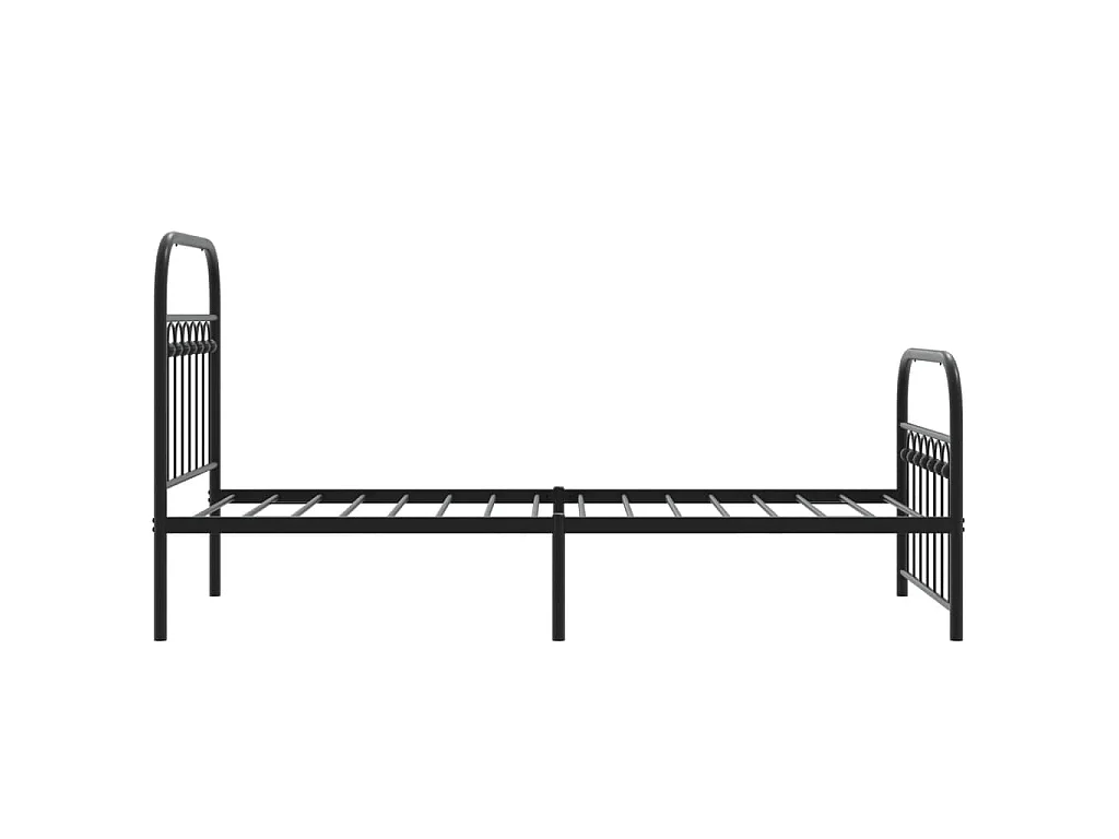 Bedframe met hoofd- en voeteneinde metaal zwart 75x190 cm