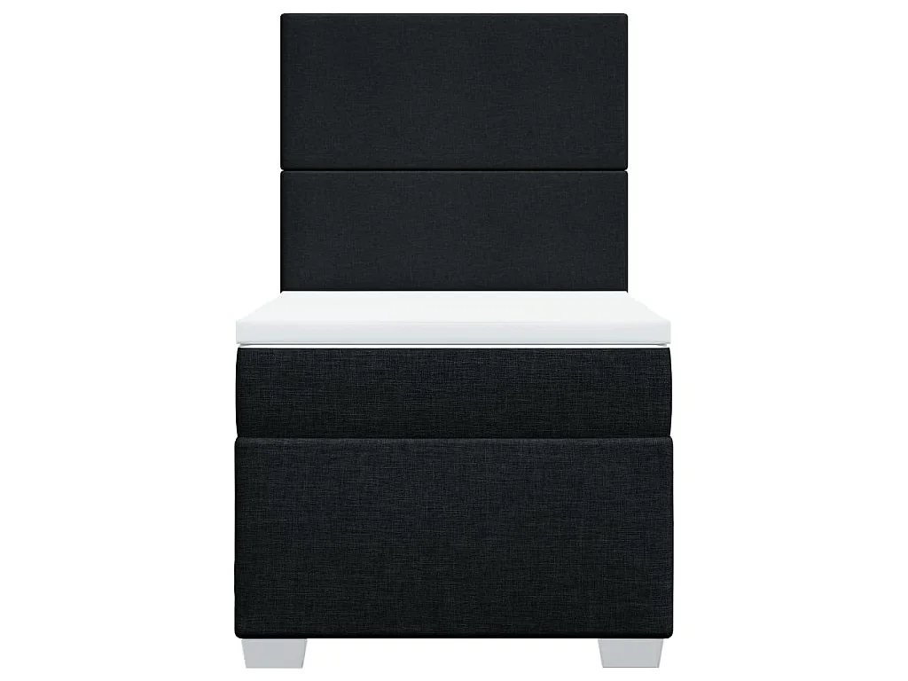 Cama box spring con colchón tela negro 80x200 cm