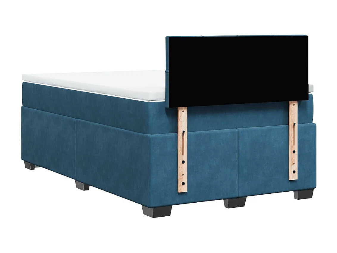 Cama boxspring com colchão 120x200 cm veludo azul-escuro