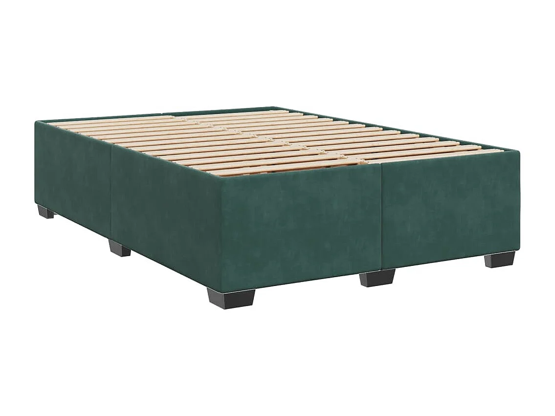 Cama box spring con colchón terciopelo verde oscuro 140x200 cm