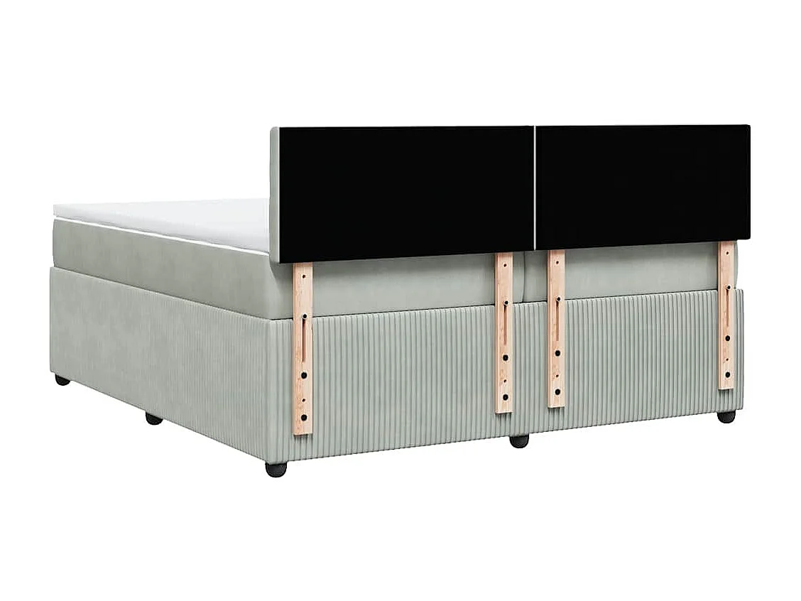 Sommier à lattes de lit et matelas Gris clair 200x200cm Velours