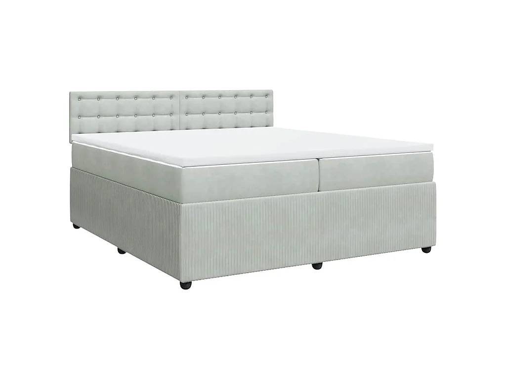 Boxspring met matras fluweel lichtgrijs 200x200 cm