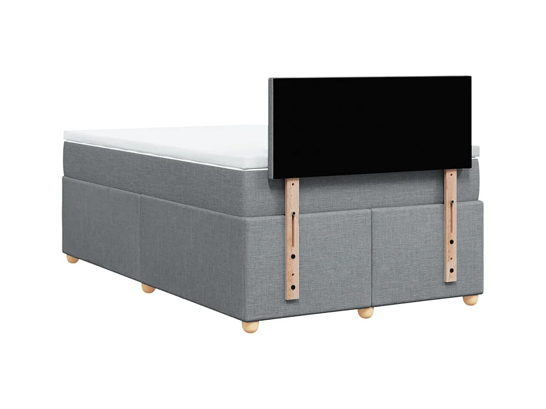Cama box spring con colchón tela gris claro 120x200 cm