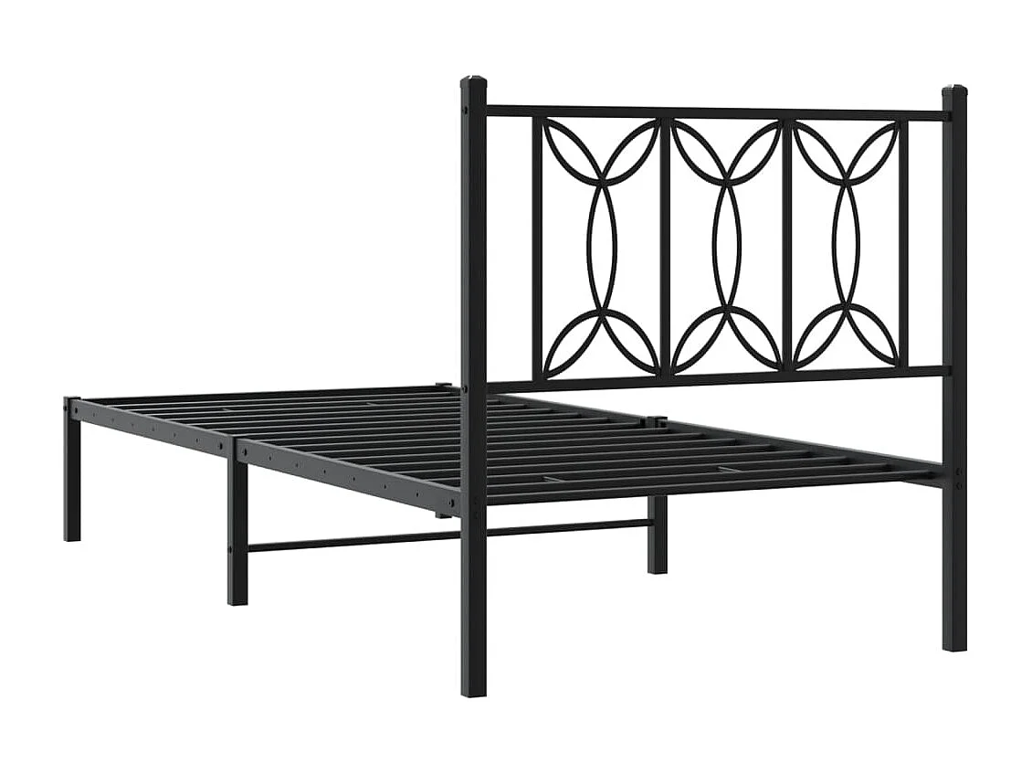 Bettgestell mit Kopfteil Metall Schwarz 90x200 cm