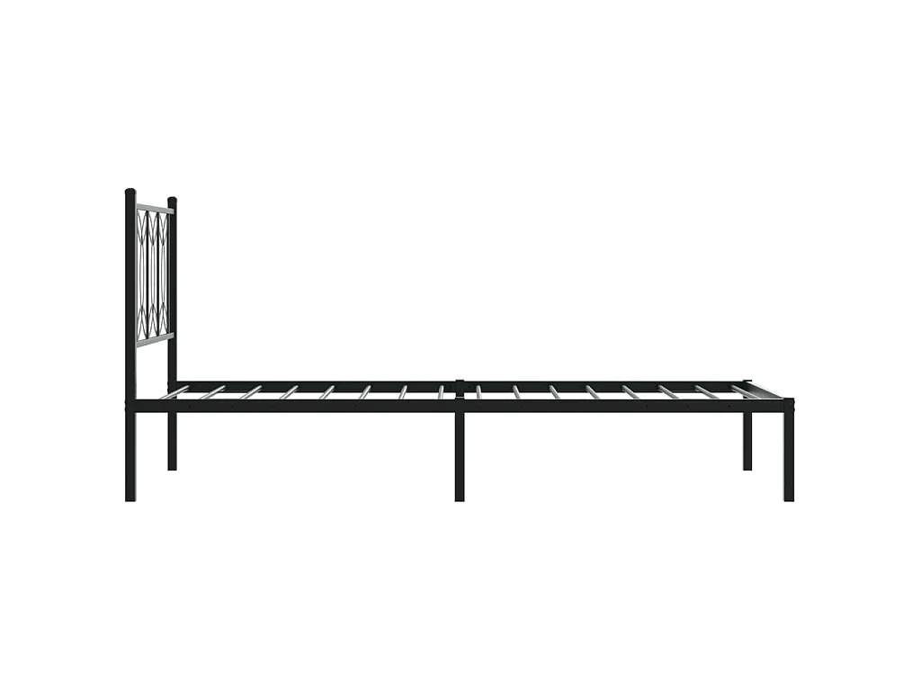 Bedframe met hoofdbord metaal zwart 90x200 cm