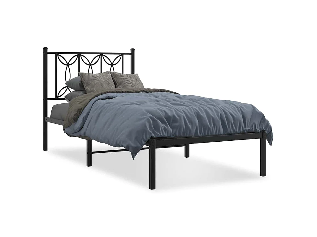 Estrutura de cama com cabeceira 90x200 cm metal preto
