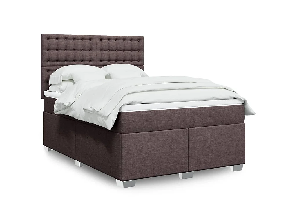 Giroletto a Molle con Materasso Marrone Scuro 160x200cm Tessuto