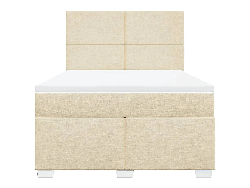 Sommier à lattes de lit avec matelas Crème 160x200 cm Tissu