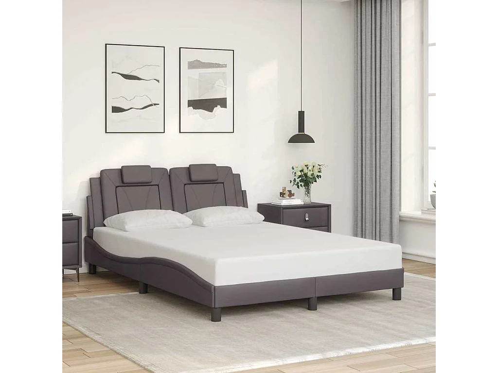 Bettgestell "Viana" ohne Matratze Grau 140x200 cm Kunstleder