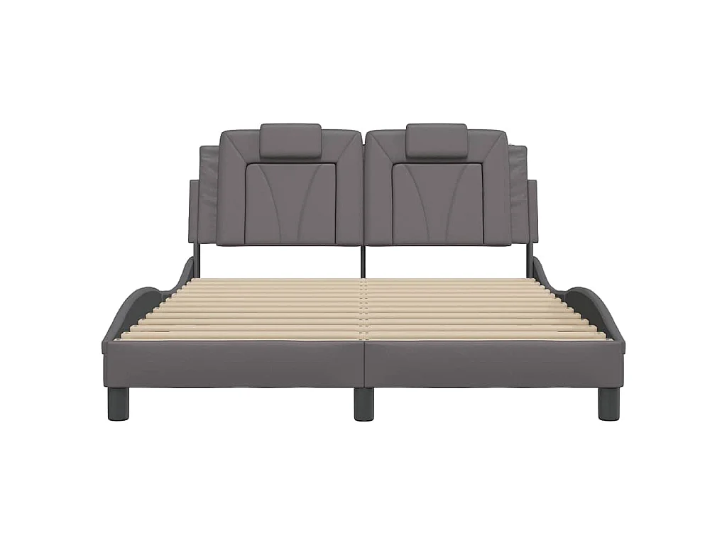 Estructura de cama Viana sin colchón cuero sintético gris 140x200 cm