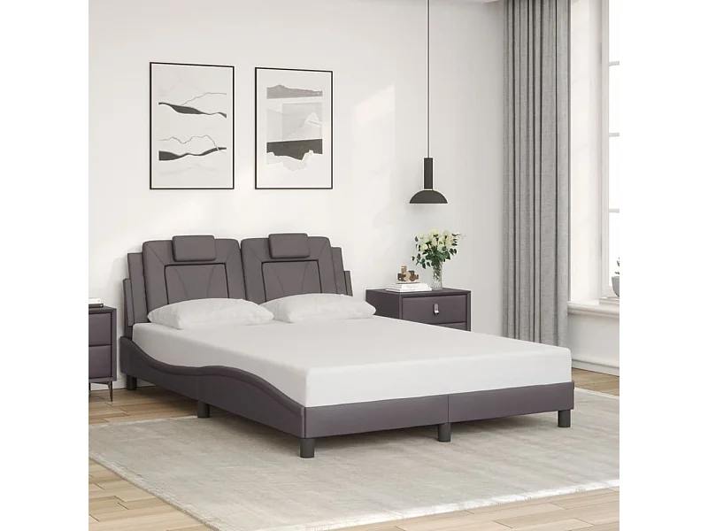 Bedframe "Viana" zonder matras kunstleer grijs 140x200 cm
