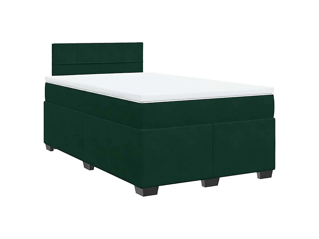 Cama box spring con colchón terciopelo verde oscuro 120x200 cm