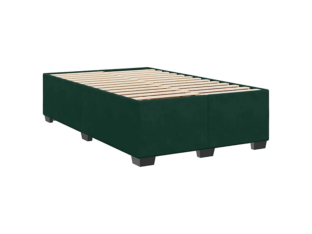 Cama box spring con colchón terciopelo verde oscuro 120x200 cm