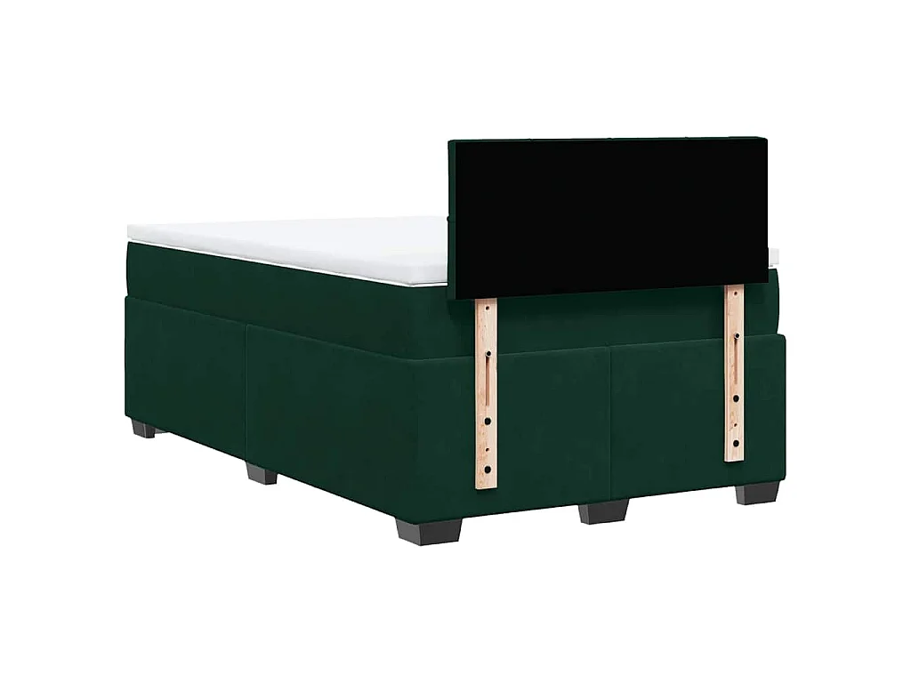 Cama box spring con colchón terciopelo verde oscuro 120x200 cm