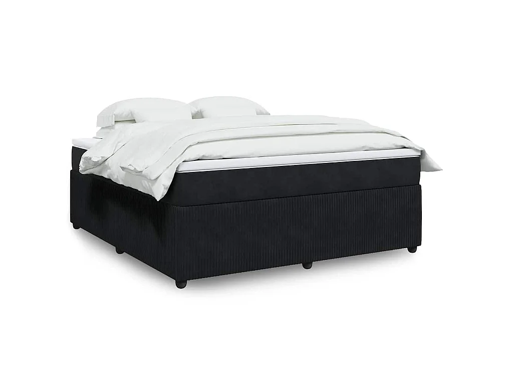 Giroletto a Molle con Materasso Nero 180x200 cm in Velluto