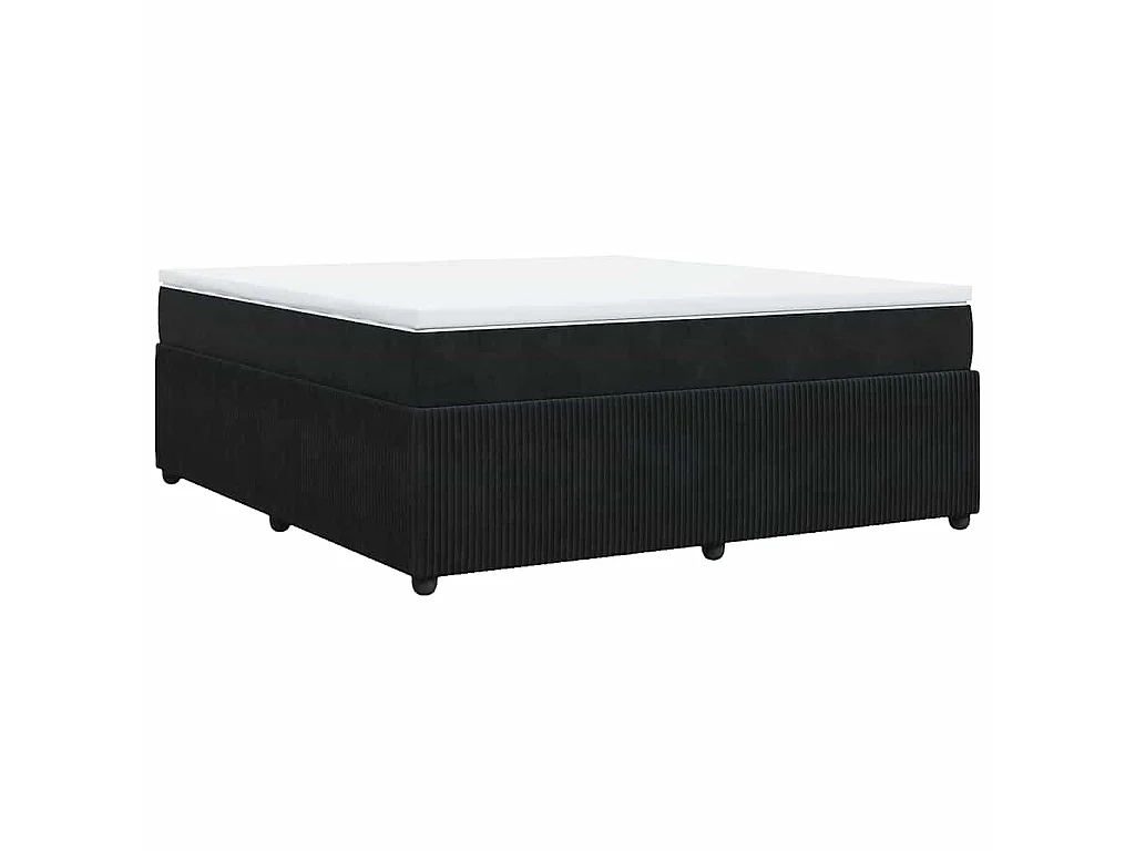 Sommier à lattes de lit avec matelas Noir 180x200 cm Velours