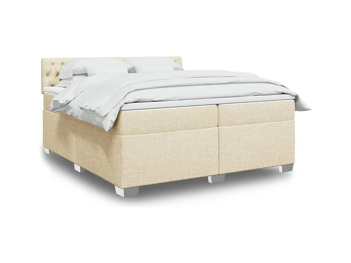 Boxspringbett mit Matratze Creme 200x200 cm Stoff