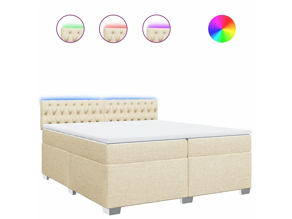 Giroletto a Molle con Materasso Crema 200x200 cm in Tessuto