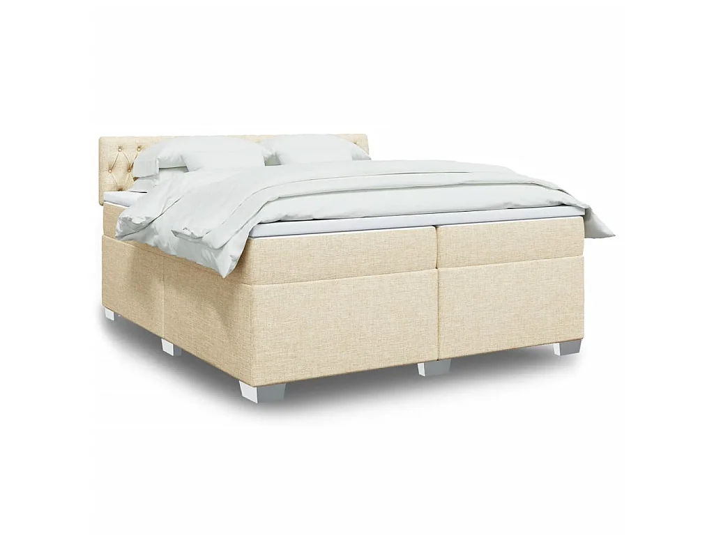 Giroletto a Molle con Materasso Crema 200x200 cm in Tessuto