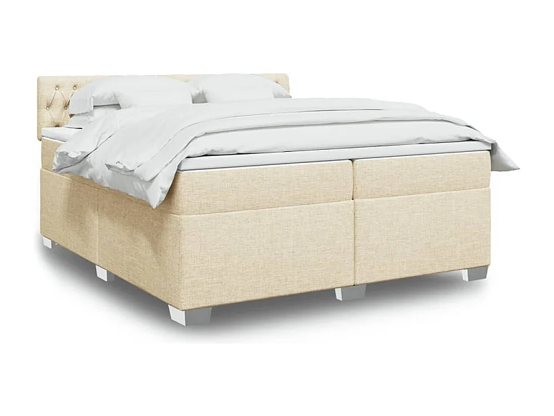 Giroletto a Molle con Materasso Crema 200x200 cm in Tessuto