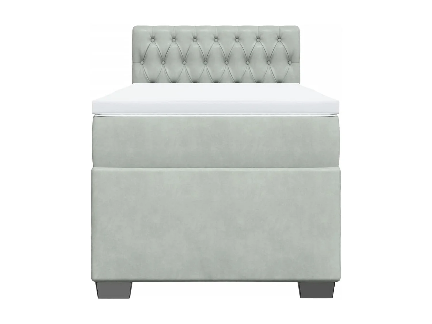 Boxspringbett mit Matratze Hellgrau 100x200 cm Samt