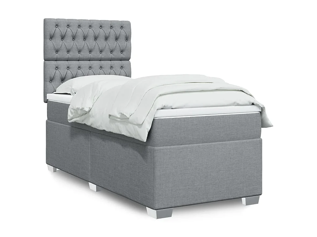 Cama com molas/colchão 90x190 cm tecido cinzento-claro