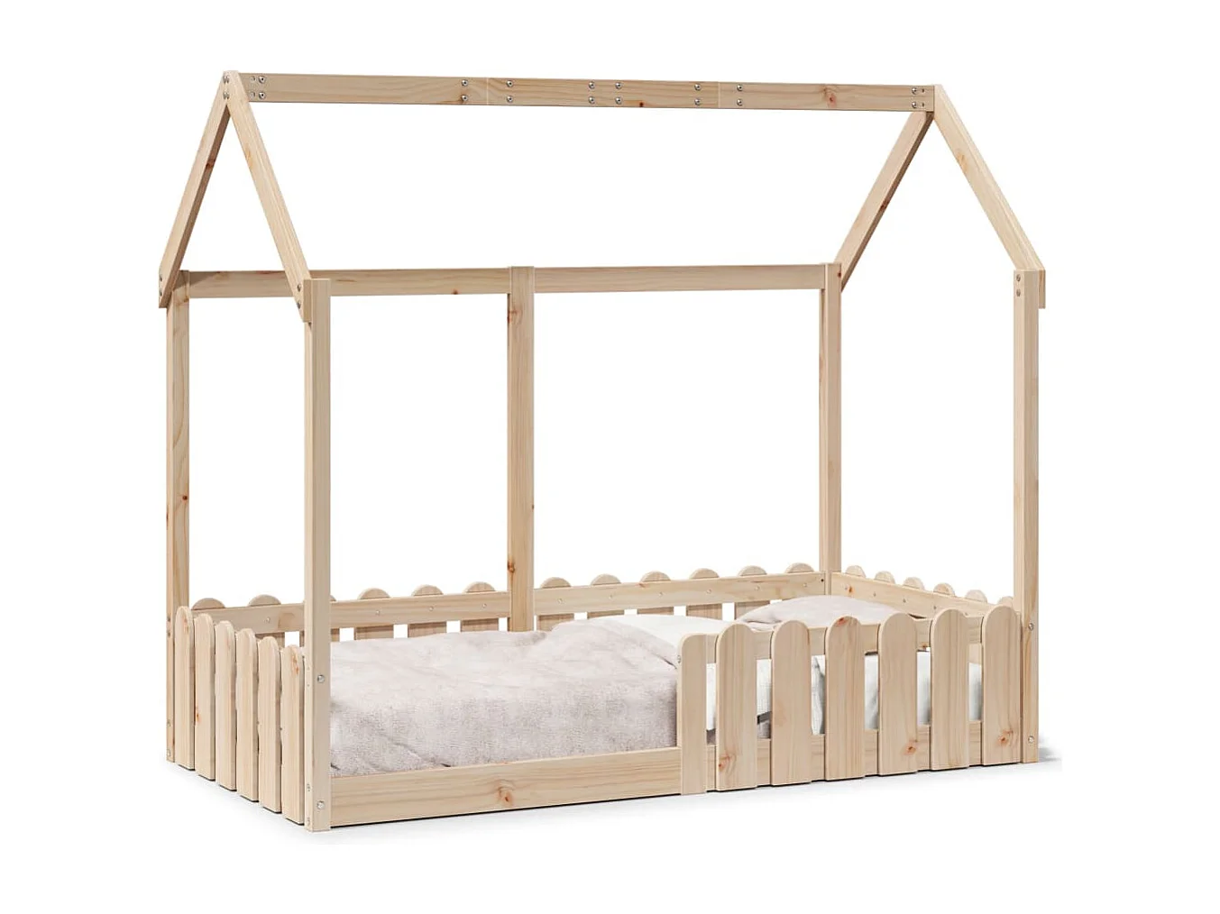 Cadre de lit d'enfants forme de maison sans matelas pin massif