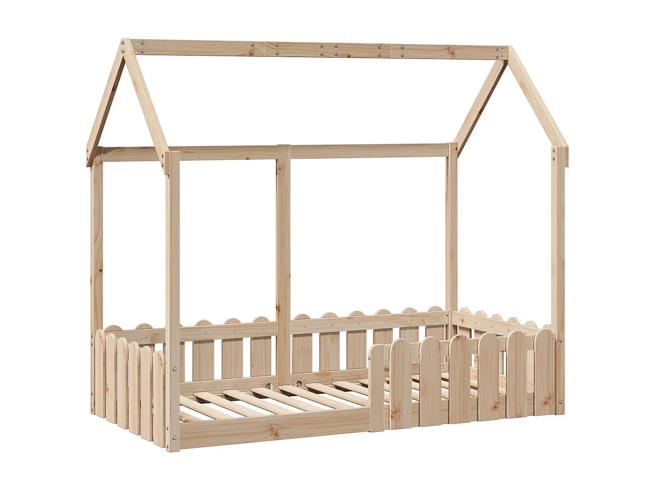 Cadre de lit d'enfants forme de maison sans matelas pin massif