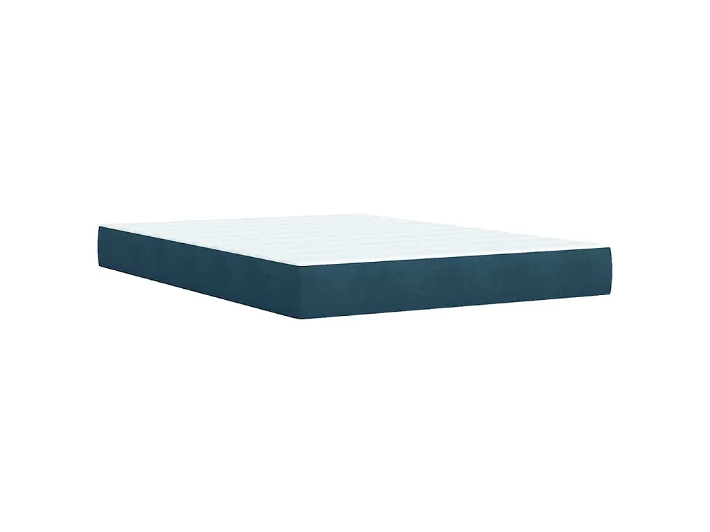 Cama box spring con colchón terciopelo azul 160x200 cm