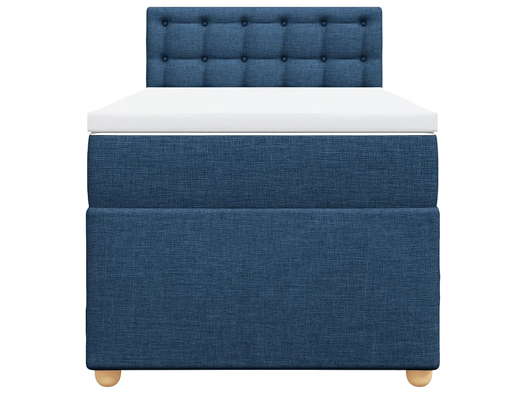 Cama box spring con colchón tela azul 90x190 cm